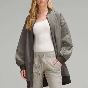 Lululemon Oversized-Fit Non-Stop Bomber Jacket Grey Sage / Dark Olive size 8